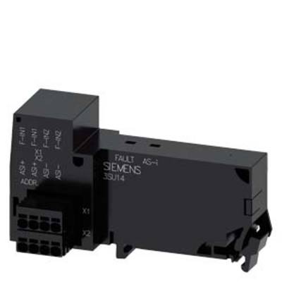 'Module Siemens noir, forme rectangulaire, plusieurs connexions sur un côté, étiquette indiquant "SIEMENS, FAULT, AS-i".'
