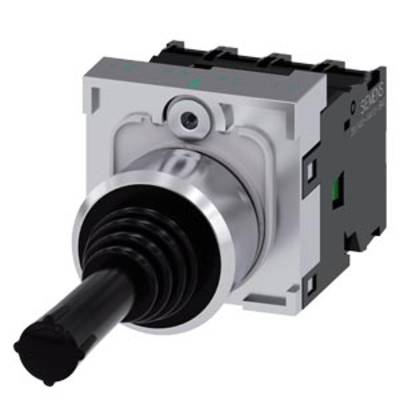 Commutateur joystick avec boîtier chromé et levier noir, adapté aux applications industrielles et aux systèmes de commande.