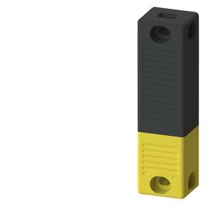 Aimant rectangulaire vertical avec boîtier jaune et noir, utilisable pour des capteurs de sécurité dans des applications industrielles.