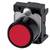 Bouton-poussoir rouge sur un boîtier noir, souvent utilisé pour commander des machines ou pour l'arrêt d'urgence.