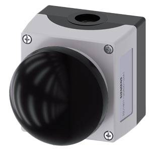 Grand sélecteur rotatif noir sur boîtier gris ; adapté aux applications industrielles.