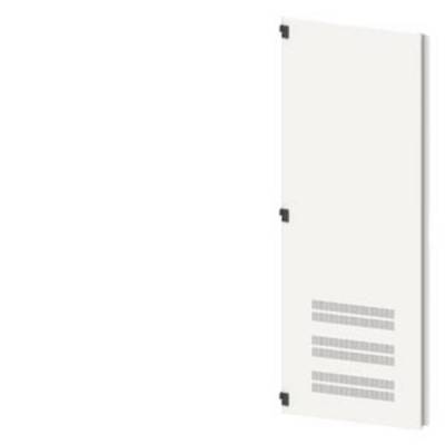 Plaque métallique blanche rectangulaire avec des fentes de ventilation et quatre pinces noires aux coins. Convient pour être fixée à un appareil ou à un mur.