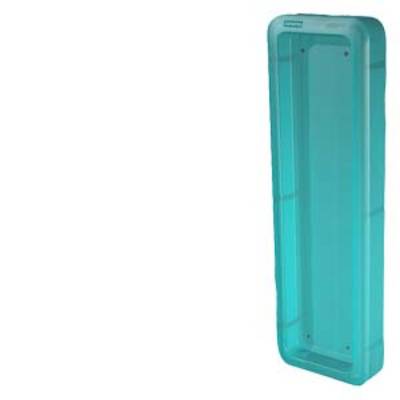 Un conteneur rectangulaire en plastique turquoise, ouvert sur le dessus, sur un fond blanc.