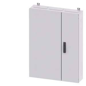 Une armoire électrique blanche rectangulaire avec une poignée de porte noire, montée au mur, sans contenu visible.