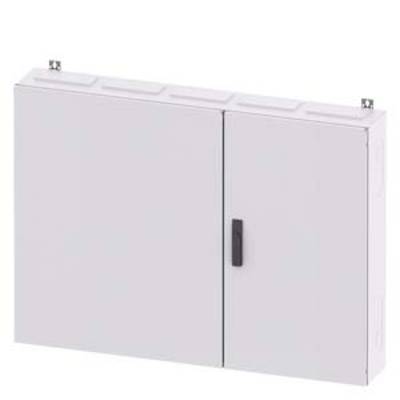 Un armoire électrique blanche à deux portes, dont l'une est équipée d'une poignée noire. L'armoire est fixée au mur.