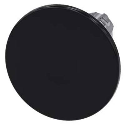 Bouchon de couverture rond noir, représenté de côté, avec des fermetures métalliques sur un côté.