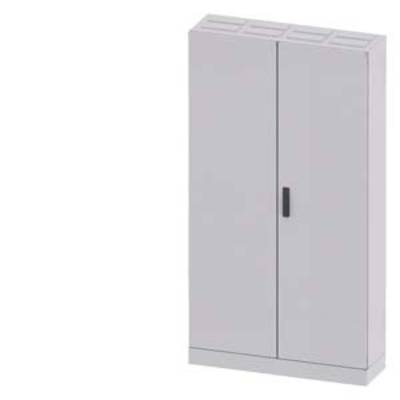 Un grand placard gris avec deux portes et une poignée étroite au centre, sans décoration visible ni contenu.
