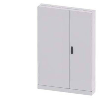 Un placard blanc, indépendant, à deux portes avec une poignée noire sur la porte de droite, sans contenu visible ni décorations.