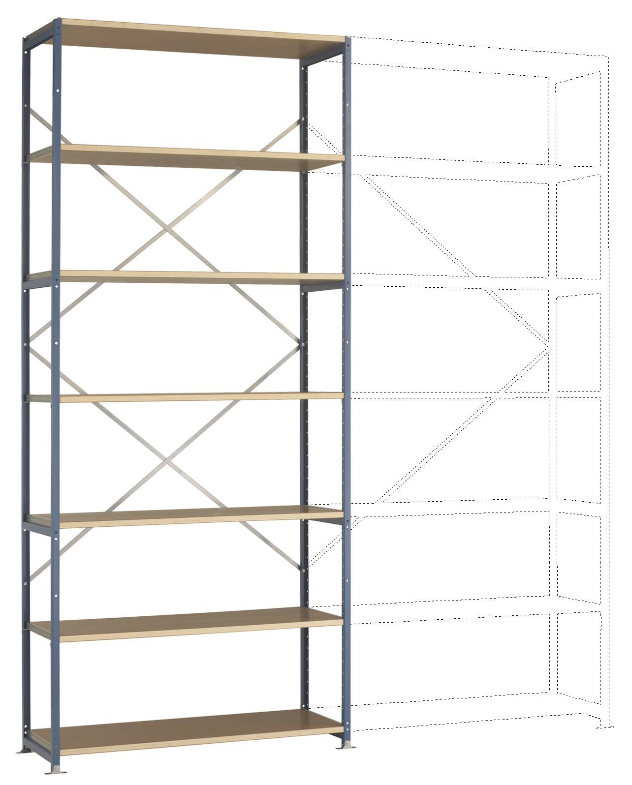 Etagère Planoflex modèle de base avec 7 tablettes Manuflex RP1633.7035
