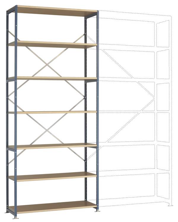 Etagère Planoflex modèle de base avec 7 tablettes Manuflex RP1633.7035