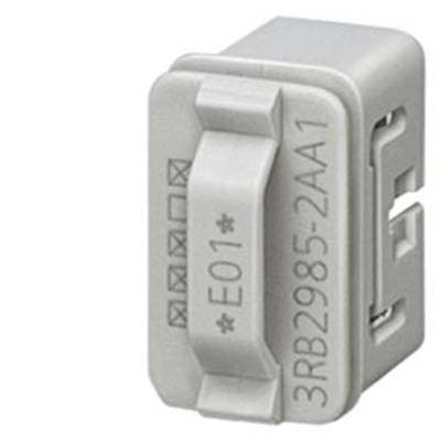 Module électronique gris rectangulaire portant l'inscription 'E01' et '3RB2985-2AA1', conçu pour l'identification ou le contrôle.