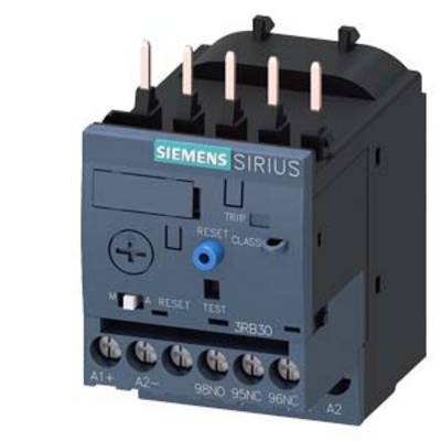 Un dispositif électrique bleu de Siemens au design vertical, doté de connexions visibles en haut et de marquages en façade pour les réglages.