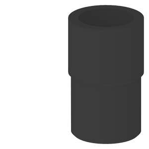 Pièce tubulaire cylindrique noire, debout verticalement, uniforme dans sa couleur, sans texture ou ornements visibles.