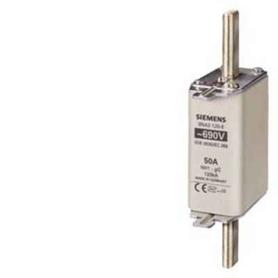 Un fusible cylindrique Siemens portant l'inscription '50A 690V', adapté aux installations électriques.
