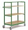 Chariot à étagères VARIMOBIL 1030 x 1250 x 500 mm avec 3 tablettes 40, châssis galvanisé : couleur KRIEG vert-gris, charge admissible de 250kg, avec poignée Manuflex TV3131.0001