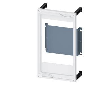 Un cadre rectangulaire blanc avec une partie centrale rectangulaire grise, entouré d'un support structuré noir.