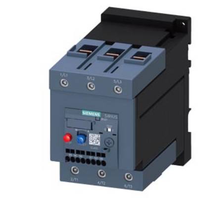 Un contacteur électrique Siemens en gris et noir avec des bornes visibles et des étiquettes sur la face avant.