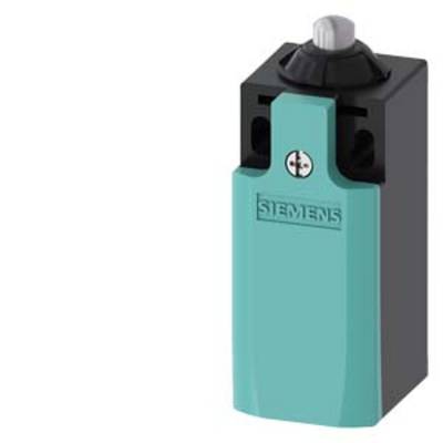 Un interrupteur de fin de course Siemens turquoise et noir avec bouton-poussoir en haut, utilisé pour le contrôle de machines ou d'installations.