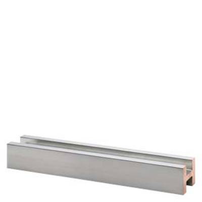 Barre de métal en aluminium de forme rectangulaire, orientée horizontalement, sur un fond blanc. Utilisée pour la fixation.
