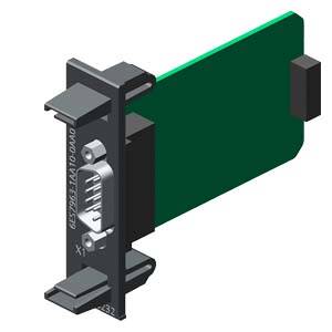 Adaptateur de câblage avec carte de circuit imprimé verte, cadre noir, connecteur gris, design compact, vue latérale.