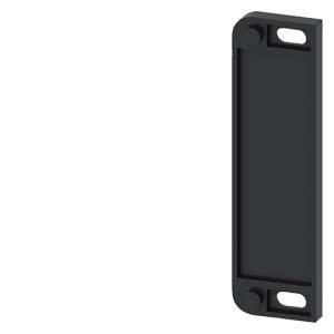 Un support noir rectangulaire aux coins arrondis avec quatre trous de vis aux angles.