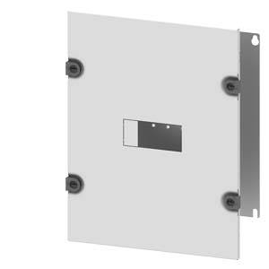 Plaque métallique avec une découpe rectangulaire au centre, fixée par quatre vis, probablement un composant d'un dispositif plus grand.