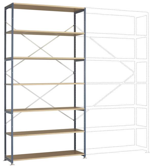 Etagère Planoflex modèle de base avec 7 tablettes Manuflex RP1646.7016