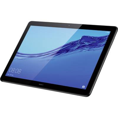 Une tablette noire avec un écran bleu affichant des vagues d'eau. En bas à gauche, l'heure indiquée est '08:08'.