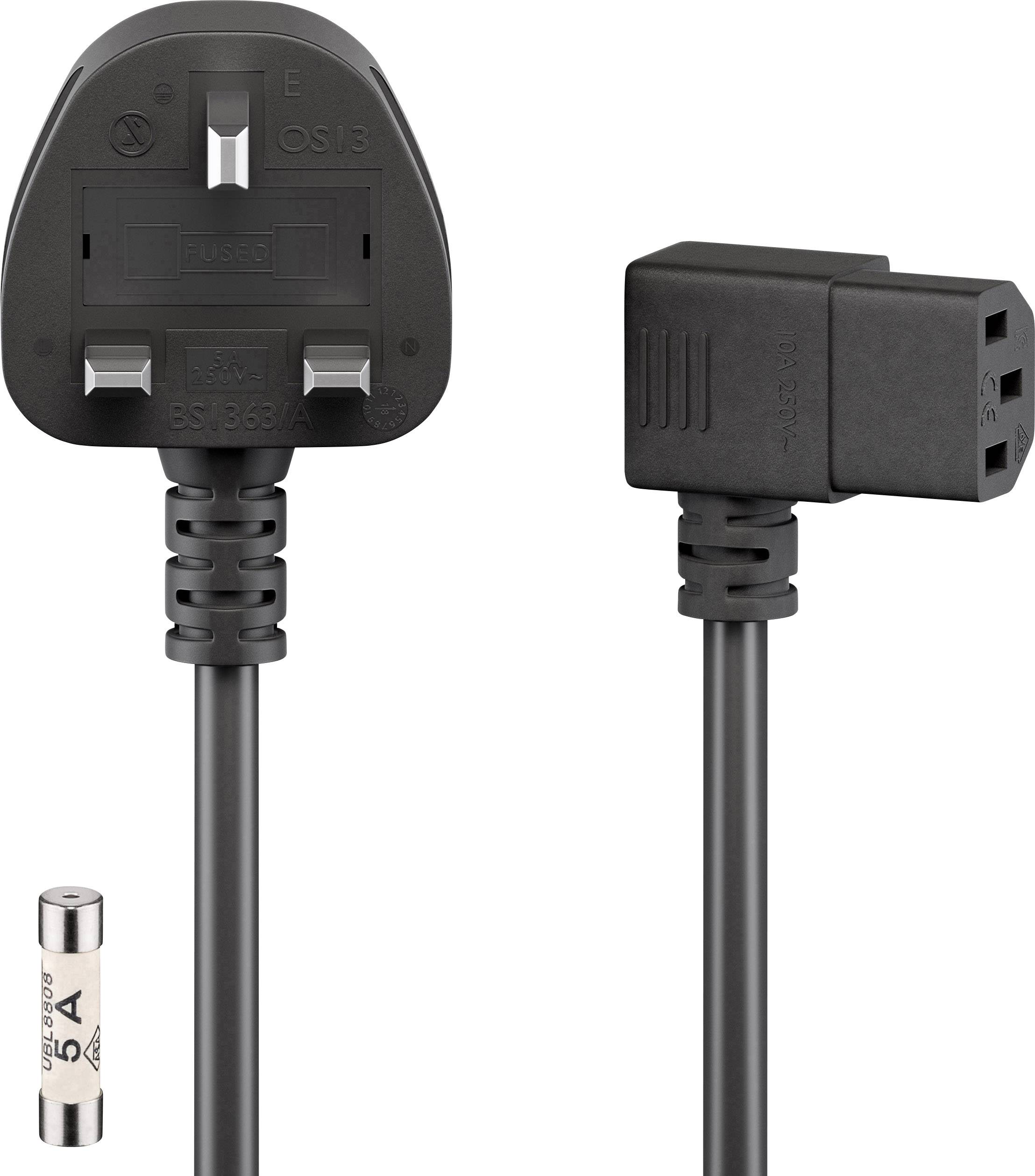 Câble de connexion d'appareil Goobay UK, 2 m, noir - prise UK 3 broches (type G, BS 1363) > connecteur d'appareil C13...-0