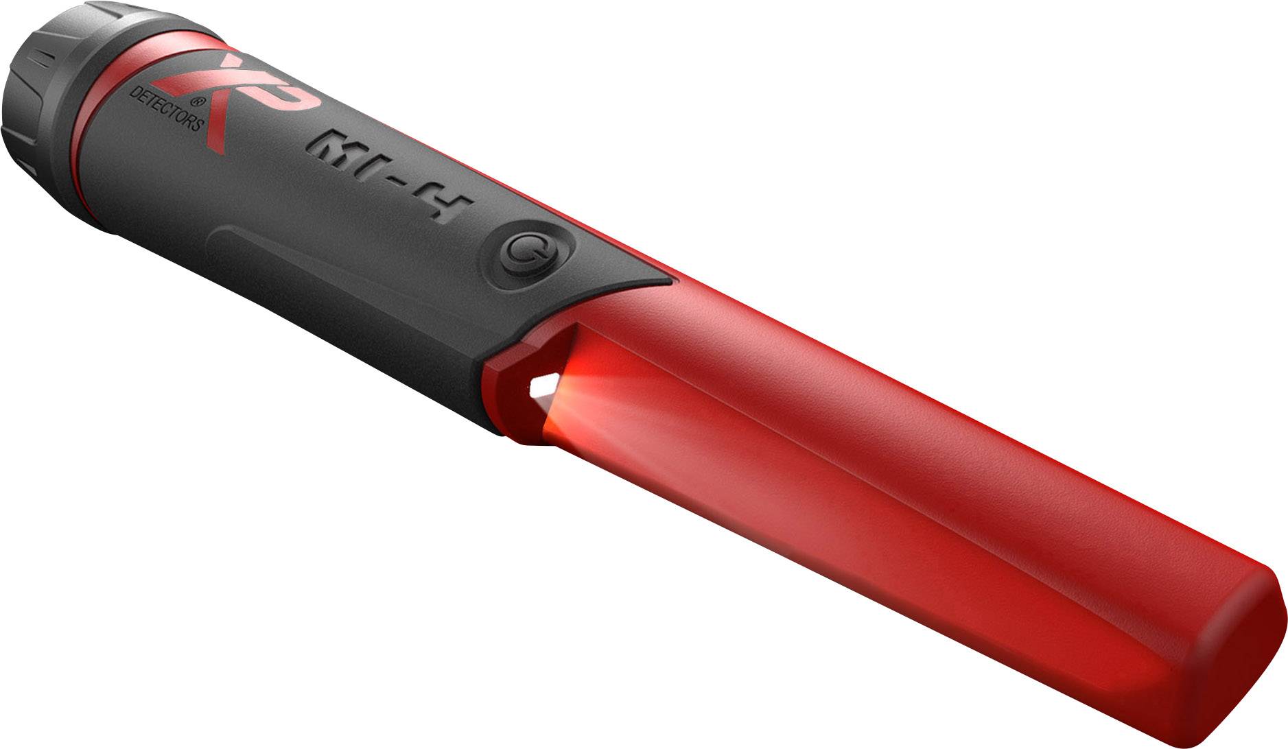 Stylo-lampe de couleur rouge et noire avec lumière LED brillante, adapté pour un éclairage précis dans des environnements sombres.