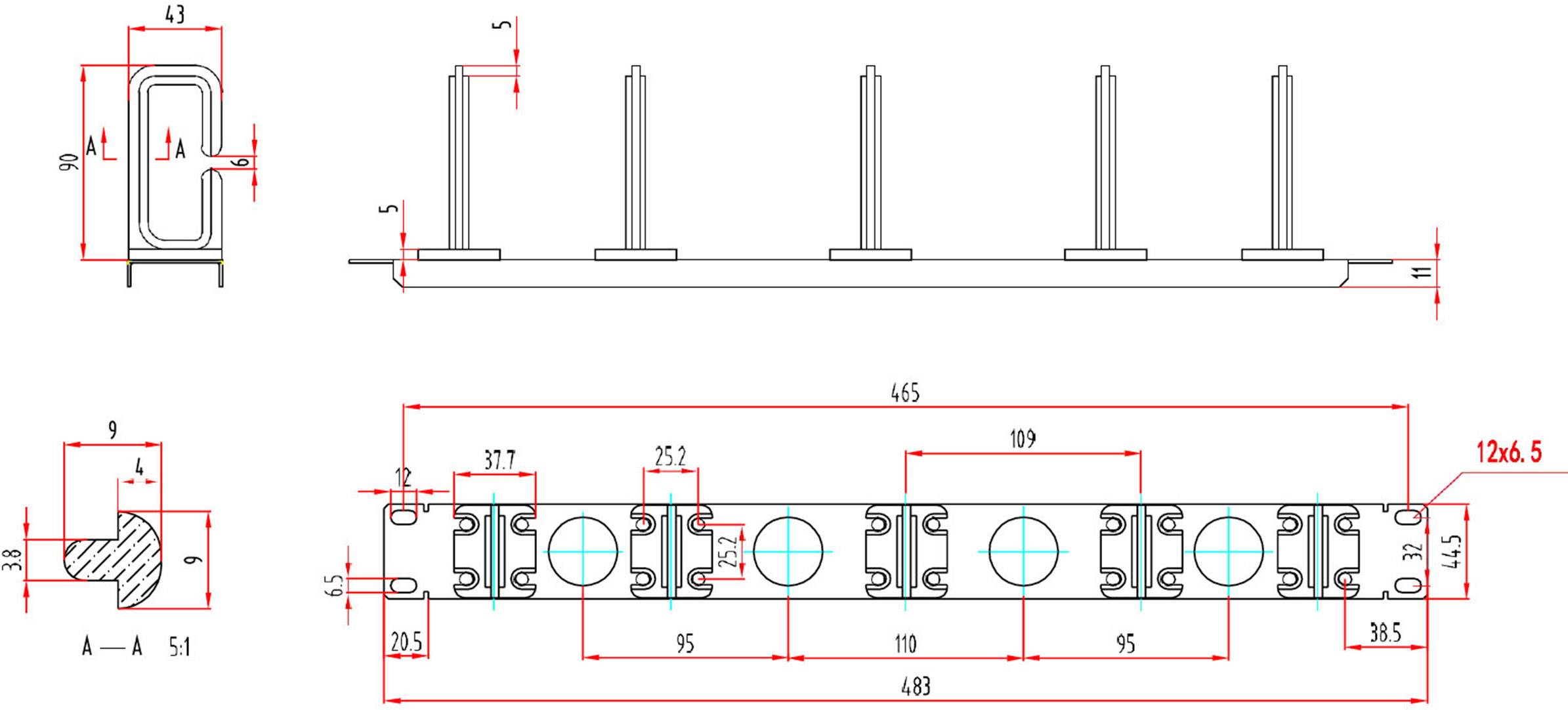 Renkforce RF-3525038 19 pouces Guide-câbles 1 UH étrier de guidage du câble mobile à 360° noir-3