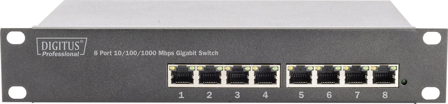 DIGITUS B2B Shop  Commutateur réseau Fast Ethernet 8 ports, industriel,  non administrable, 1 RJ45 liaison montante