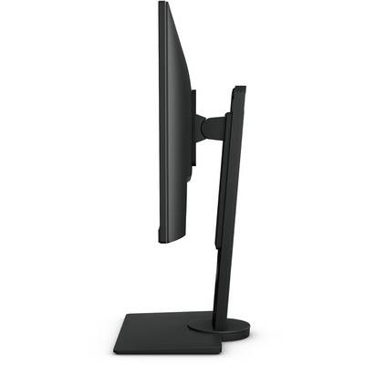 Un regard latéral sur un écran d'ordinateur plat en noir avec un support réglable.