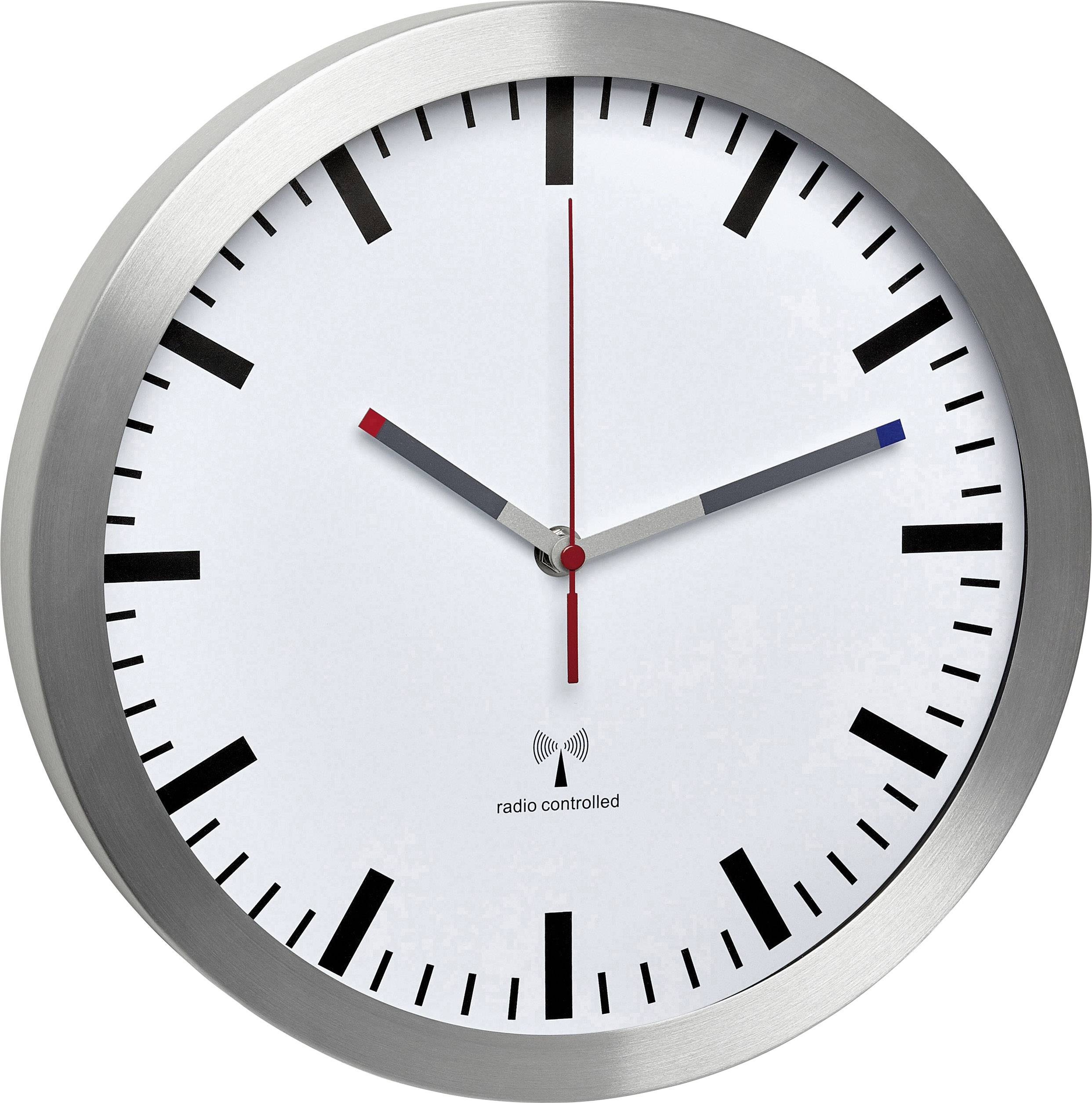 TFA-Dostmann Horloge Murale Radio-pilotée avec mécanisme Silencieux Sweep en Aluminium et Verre Blanc 220 x 45 x 220 mm 