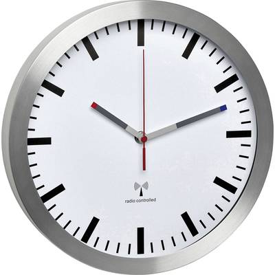 Horloge murale TFA Dostmann 60.3528.02 radiopiloté(e) 300 mm x 45 mm aluminium mécanisme d'horloge silencieux