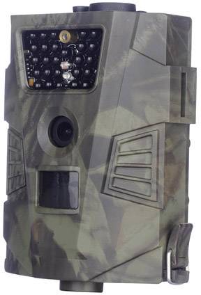 Caméra de chasse camouflée, équipée de LED infrarouges et d'un détecteur de mouvement. Idéale pour l'observation des animaux sauvages en forêt.
