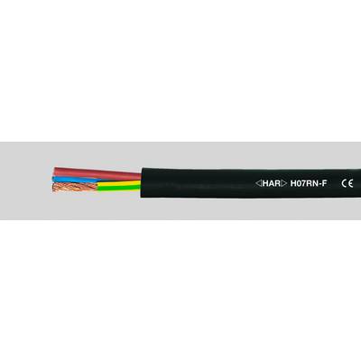 Un câble électrique avec trois conducteurs internes visibles de différentes couleurs. Sur l'isolation est inscrit 'H07RN-F'.