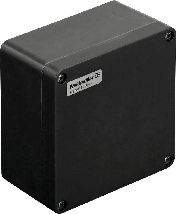 Boîtier rectangulaire noir portant le logo Weidmüller sur le dessus ; utilisé pour des applications électriques ou électroniques.