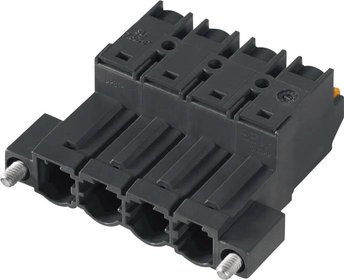 'Bornier enfichable noir à cinq pôles avec connexions à vis, adapté pour le câblage électrique dans les applications industrielles.'