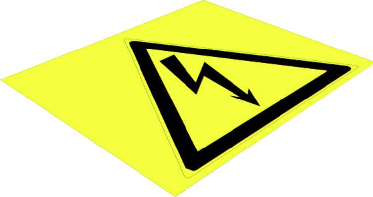 Panneau d'avertissement avec une flèche de foudre sur fond jaune ; indique des dangers électriques.