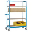 Chariot à étagères VARIMOBIL thermolaqué 1030 x 1650 x 800 mm, capacité de charge de 250 kg avec 4 tablettes en bois com