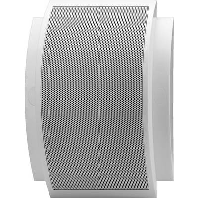 Unité de haut-parleur blanche, bombée, avec de nombreux petits trous sur la face avant, probablement destinés à répartir uniformément le son.