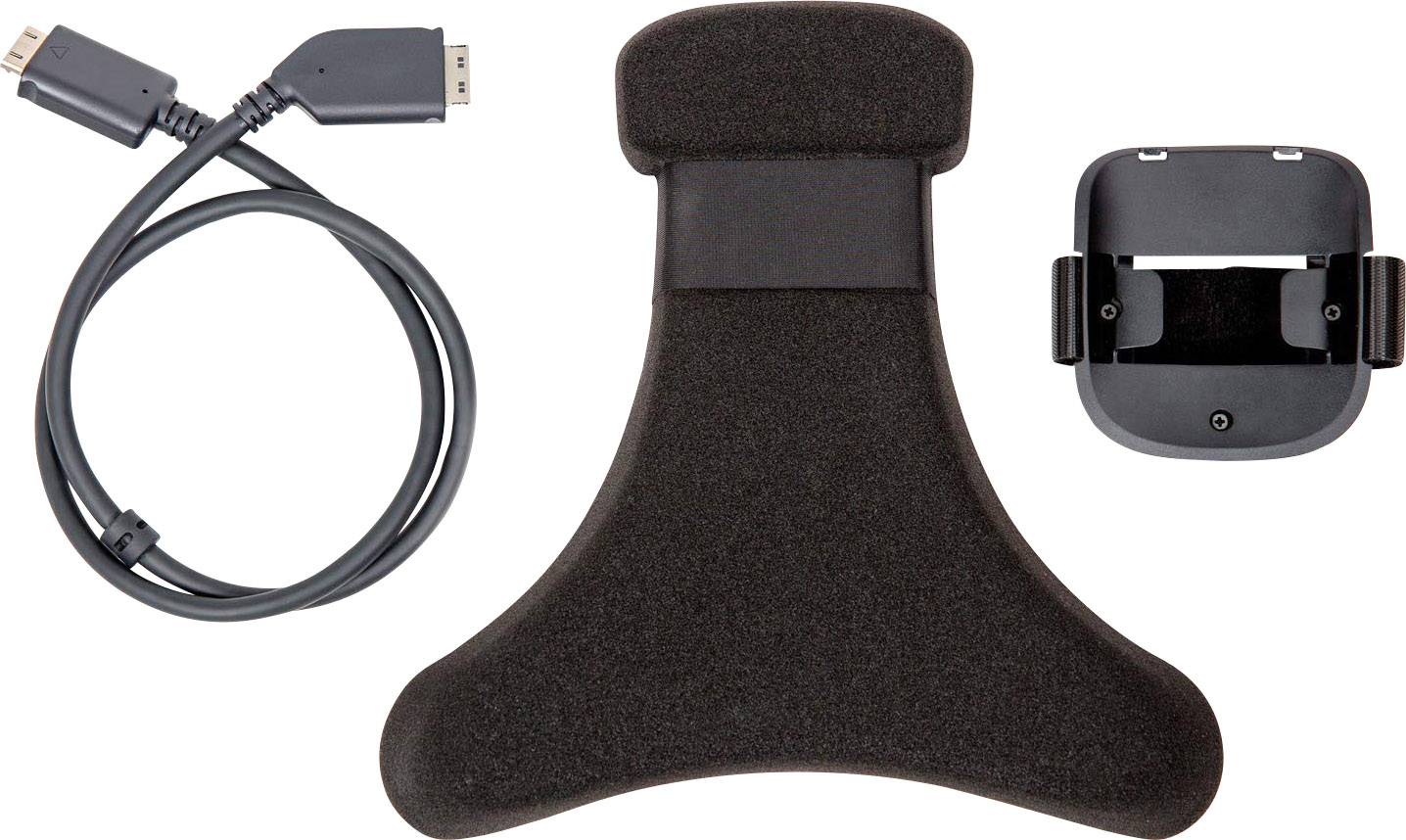 'Ensemble de supports de casque avec câble, partie arrière et support de suspension, prêt à être monté.'