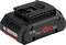 Une batterie Bosch ProCORE18V de 4,0 Ah. Design noir compact avec un élément d'accentuation rouge sur le côté.
