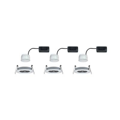 Trois luminaires encastrés blancs et ronds avec câble noir et boîte de connexion, adaptés aux installations plafonnières. Accessoires d'éclairage.