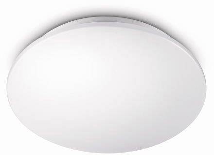 Plafonnier LED blanc rond à surface lisse, adapté aux espaces intérieurs modernes.