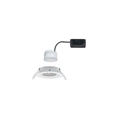 Spot encastrable rond avec bordure blanche et boîte de connexion noire, reliés par un câble. Adapté pour les installations au plafond.