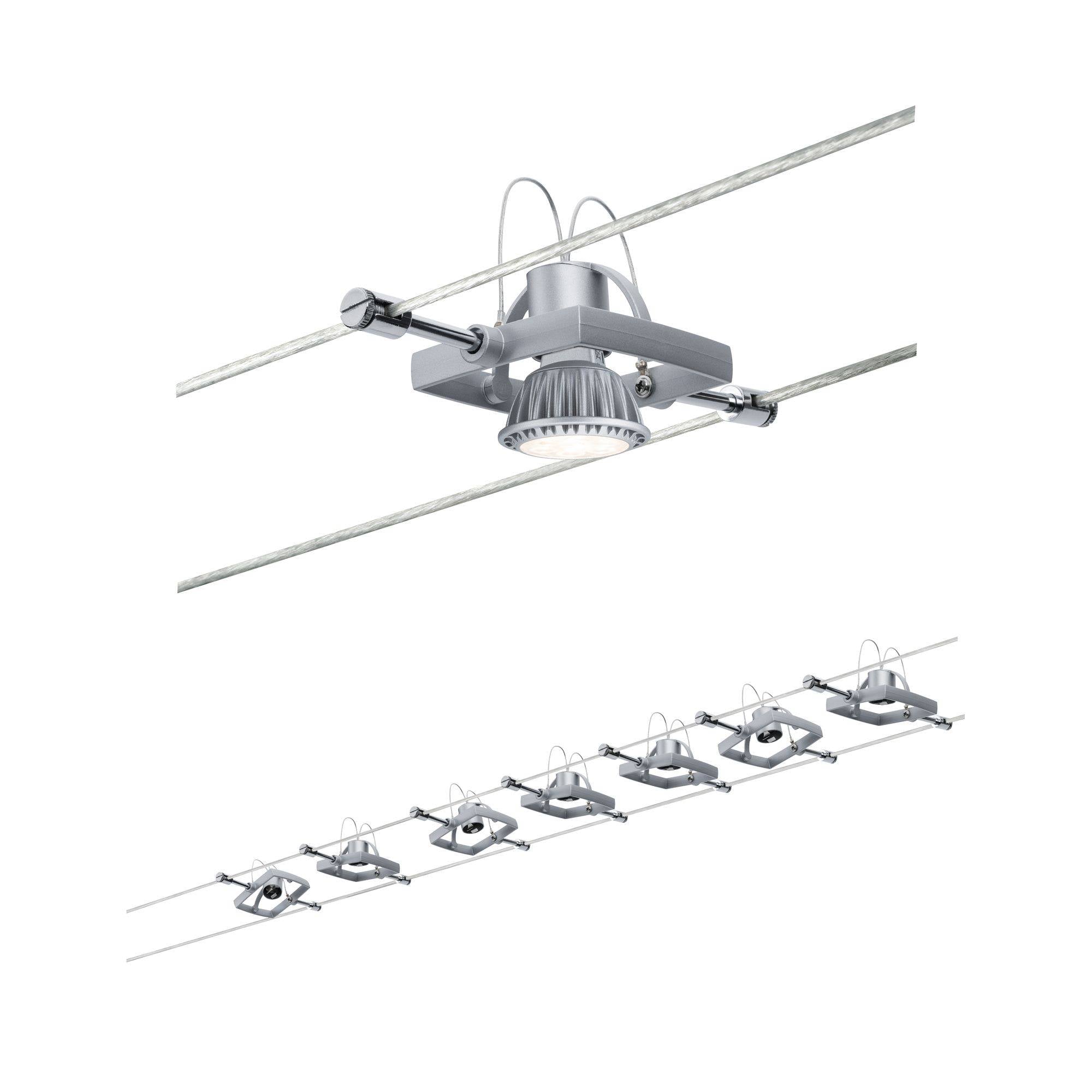 Paulmann MacII 94152 Système complet d'éclairage sur câble GU5.3 70 W LED chrome (mat)