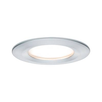 Plafonnier LED rond et plat avec cadre argenté et luminaire intégré, adapté aux espaces intérieurs modernes.