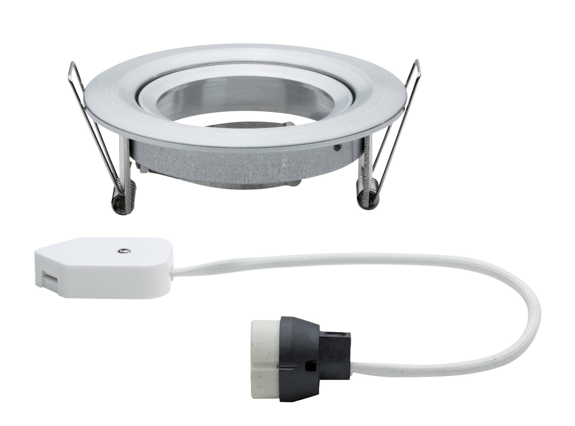 Cadre métallique pour luminaire avec câble et fiche. Idéal pour l'installation dans les plafonds à des fins d'éclairage.